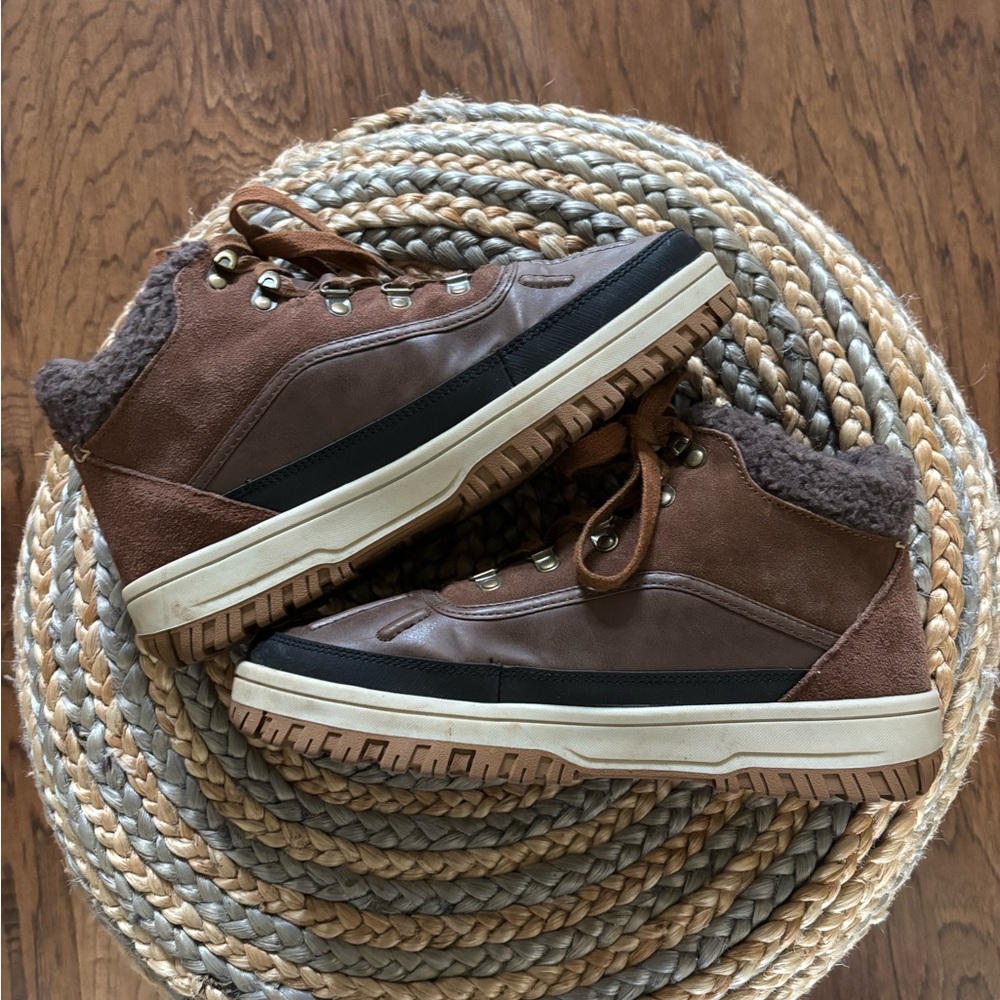 Men's Weatherproof Size 8 Brown Leather and Suede Boots